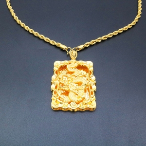 생생한 동물 용 디자인 24k 금도금 보스 펜던트 목걸이 로프 체인 남성용 주얼리 선물 - Product Image 2