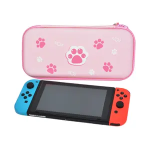 Tas Penutup Pelindung Cangkang Keras Casing Penyimpanan Kucing Cakar Merah Muda untuk Casing Pembawa Konsol Game Nintendo Switch