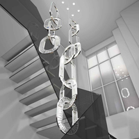 Pendentif anneau créatif personnalisé moderne lustre en cristal Long escalier Villa hall d'hôtel projet d'éclairage