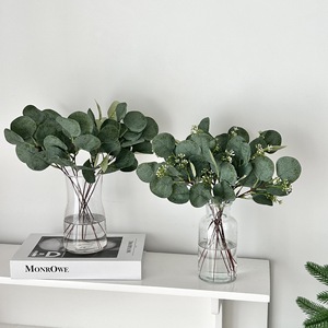 ใบยูคาลิปตัสเทียมดอกไม้ผ้าไหมสีเขียวดอกไม้ในร่มกลางแจ้งงานแต่งงานตกแต่งบ้านจำลอง - Product Image 4