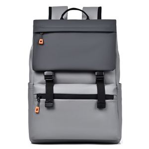 Laptop <b>Backpack</b> <b>Large</b> Capacity 15.6 Inches Business Travel Men's Casual Gray Solid Color Shoulder Bag - Product Image 1