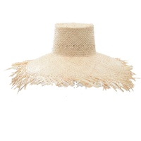 Chapeaux de paille en raphia pour femmes, tressés à la main, accessoire d'été à Large bord, pour la plage, personnalisés, vente en gros,