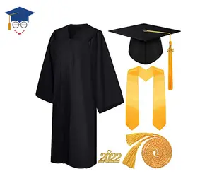 Hot Sell Black Matte <strong>Graduation</strong> <strong>Gown</strong> <strong>and</strong> <strong>Cap</strong> Set - Product Image 1