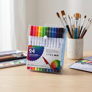 Pennarelli Artistici a <span class=keywords><strong>Doppia</strong></span> <span class=keywords><strong>Punta</strong></span> 24 Colori per Disegno, Lettering e Calligrafia, Pennello Acquerello Cancellabile per Carta e PLA - Product Image 4