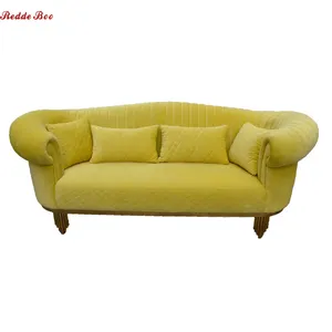 Atacado sofá sofá móveis rodada-2021 rainha Projeto Braço Lazer Rodada Tecido De Sofá de Luxo Amarelo 3 Seater Cadeira Do Sofá Sala de Estar Mobiliário de Interiores