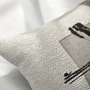 AIBUZHIJIA federa per cuscino cuscino lombare in cotone e <span class=keywords><strong>lino</strong></span> federa per cuscino con ricamo artistico a <span class=keywords><strong>inchiostro</strong></span> cinese per la decorazione domestica - Product Image 5