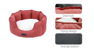 Funda de cojín extraíble XL cama para perros hogar camas ovaladas de moda piel sintética lavable con patrón sólido para mascotas Camas Para Perros - Product Image 4