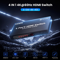 Conmutador HDMI SYONG 4K60Hz 4 en 1 Salida Ultra HDR con Control Remoto HDMI2.0*5 Puertos 18Gbps de Alta Velocidad para TV, Laptop, Oficina, Plug and Play