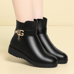 Inverno in morbido cotone di alta qualità con fondo spesso Casual di grandi dimensioni zeppa <span class=keywords><strong>tacco</strong></span> alto caldo antiscivolo da <span class=keywords><strong>donna</strong></span> stivaletti da <span class=keywords><strong>donna</strong></span> - Product Image 3