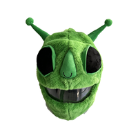Housse de casque de moto en peluche amusante en forme d'alien vert, taille universelle pour casques intégraux