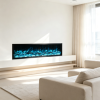 Cheminée électrique encastrable murale de 20 pouces, insert linéaire intelligent avec télécommande Wi-Fi, chauffage certifié CE, flamme LED pour la maison et le bureau