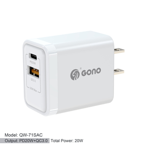20W PD + QC3.0 <span class=keywords><strong>Chargeur</strong></span> mural Charge <span class=keywords><strong>rapide</strong></span> USB C USB A Double Port PD Adaptateur secteur <span class=keywords><strong>Bloc</strong></span> de charge <span class=keywords><strong>rapide</strong></span> pour <span class=keywords><strong>iPhone</strong></span> - Product Image 1
