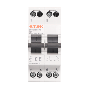 ETEK Din Rail 1P 230V 2P 4P 400V Maximum current 40A Dual Power Manual Transfer Changeover Switch Interlock Circuit Breaker