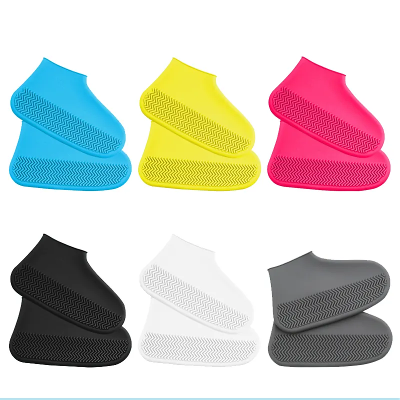 फैशन 4 आकार बारिश सिलिकॉन जूते कवर निविड़ अंधकार जूते जूते पुन: प्रयोज्य आसान पहनने के लिए और बंद सिलिकॉन बारिश जूते कवर