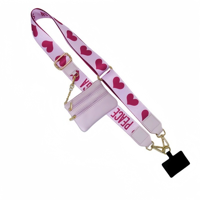 Portable Phone Strap With Zippered Pouch Clip Detachable Crossbody Strap Adjustable Cellphone Lanyard Crossbody With Wallet