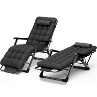 Chaise longue de jardin pliable à gravité zéro avec rembourrage supplémentaire, inclinable à plat, portable