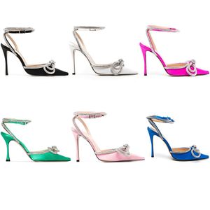 Zapatos de Tacón Alto con Doble Lazo de Lujo en Negro, Blanco, Rosa, Verde y Azul, Zapatos de Satén con Punta en Pico para Mujer - Product Image 4