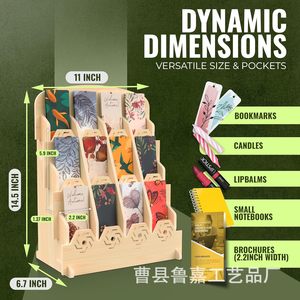 Wooden Display Rack 4 Layers Multipurpose Card Holder For Greeting Cards Journal <b>Stickers</b> Desktop Storage Organizer - Product Image 2
