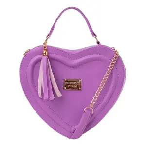 Bolso de Mano de Cuero Sintético con Forma de Corazón para Mujer, Marca Fana, Color Lavanda, con Correa de Cadena, Estilo Lujoso, Ideal para la Playa - Product Image 3