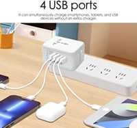 Adaptador de Corriente Universal de Viaje de 17W-3.4A, Enchufe con Corriente Nominal de 6A con Toma de Corriente para UE/Reino Unido/EE. UU./Australia, Más de 200 Países para Viajar