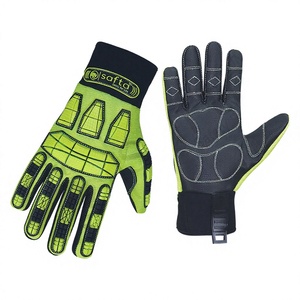 Guantes de Trabajo Mecánicos de Alta Resistencia a Impactos, Ajuste Rápido, Forro de Cuero, TPR y Algodón, Guantes de Seguridad Verdes y Negros para Protección Alimentaria - Product Image 1