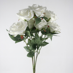 Vente en gros de F-0001 roses artificielles rouges et blanches faites à la main sept têtes <span class=keywords><strong>neuf</strong></span> têtes dix têtes fleurs de Noël réalistes - Product Image 1
