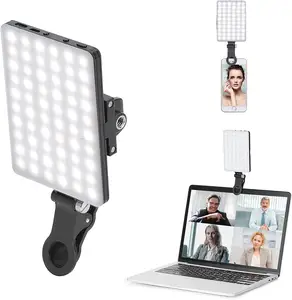 Lampu klip ponsel, 5W dapat diisi ulang ponsel pintar lucu lampu isi ulang portabel Live Streaming Makeup Webcam pencahayaan Zoom panggilan lampu