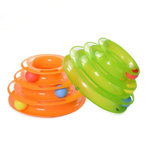 Eco-Friendly Plastic Pet <b>Cat</b> <b>Toy</b> 3/4 Layers Ball Turntable <b>Interactive</b> Puzzle Track & Space Tower - Product Image 1