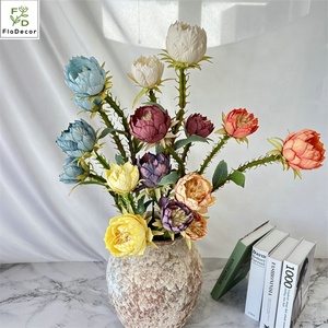 All'ingrosso stile europeo 2 teste Pitaya fiore di seta colorato re Protea fiori per la decorazione di nozze negozio di casa - Product Image 3