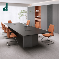 Ensemble de table de conférence rectangulaire ergonomique modulaire moderne en bois avec chaises pour salles de réunion élégantes, bureaux d'entreprise, mobilier