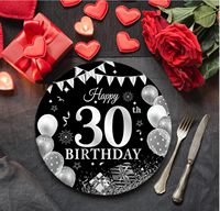 Fournitures modernes pour fêtes du 30e anniversaire, ensemble de décorations de bières Cheers comprenant des assiettes et des couverts pour 24 personnes pour célébrer, 168 pièces