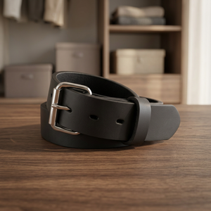 Nuevo Cinturón Casual de Cuero Vacuno Negro Marrón con Hebilla de Acero con Cierre Automático Plateado, Duradero e Impermeable para Hombre - Product Image 4
