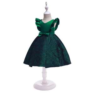 Vestidos de Niña Estilo Europeo 2022, 8 Años, Manga Especial, Vestido de Princesa para Año Nuevo, Vestido Infantil de Jacquard de Color Sólido - Product Image 6