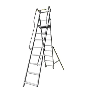 Heavy Duty Aluminum Platform Ladders Portable Rolling with Wheel Mobile Work Professional Ladder