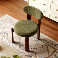 Chaise de salle à manger moderne en bois de frêne massif, pieds épais, assise rembourrée en tissu, chaise d'appoint Wabi-Sabi avec coussin rond, mobilier pour café et restaurant