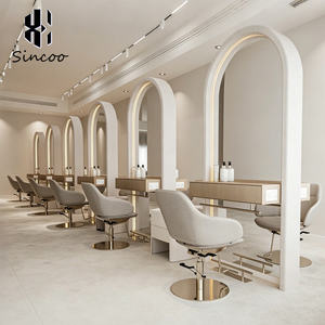 Luxury Full-Length Modern Commercial Salon Arched Recessed Wall <b>Mirror</b> with <b>Table</b> for Barber Shop - Product Image 3
