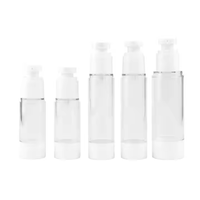 Botella Redonda de Plástico Vacía para Loción, 15ml 30ml 50ml, Botella Redonda AS para Aceite Esencial y Cosméticos, con Bomba Dosificadora