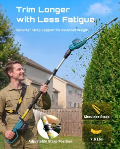 <span class=keywords><strong>Taille</strong></span>-<span class=keywords><strong>haie</strong></span> industriel sans fil 20V 16 pouces avec perche télescopique 8,5 pieds, sangle d'épaule et 2 batteries 4,0 Ah, <span class=keywords><strong>coupe</strong></span> de 0,63 pouce pour jardin - Product Image 6