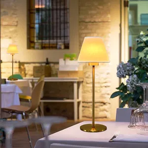 Lámparas de mesa para restaurante, pantalla de luz recargable, lámpara de bambú de metal, lámpara de mesa inalámbrica led