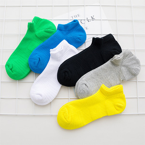 Ankle Socks Solid Color Cotton Breathable Casual Daily Wear Sport Socks Blue Green Yellow Gray White Black - Product Image 1
