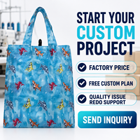 Sac de courses personnalisé OEM ODM avec logo imprimé requin, sac fourre-tout réutilisable en nylon, sac de voyage pliable, imperméable et écologique