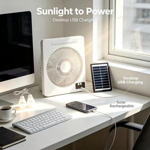 Ventilador de Mesa Recargable de Bajo Precio con Enfriamiento por Aire, Ventilador Solar Recargable, Mini Ventilador Eléctrico USB Solar Comercial - Product Image 1