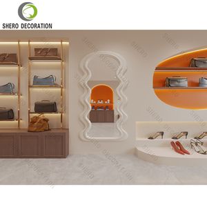 Magnifique vitrine murale pour sacs à main, design intérieur de boutique de sacs à main personnalisés, durable, avec un décor unique pour les meubles de boutique de chaussures pour femmes - Product Image 5