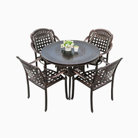Ensemble table et chaises en alliage d'aluminium imperméable de style vintage pour cour, jardin, villa, terrasse, salle à manger