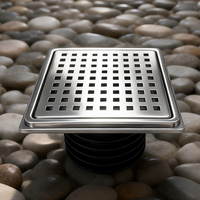 Drain de sol carré en acier inoxydable brossé élégant anti-insectes pour projet de salle de bain d'hôtel