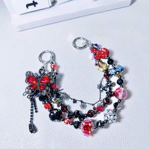 Light Luxury Shiny Butterfly <b>Beaded</b> <b>Phone</b> Strap, Heavy Craft Short Wrist Bag Charm, Unique Design Decorative <b>Chain</b> - Product Image 3