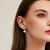 Boucles d'oreilles en argent sterling 925 avec perle, nouveau design tendance, perle d'eau douce naturelle
