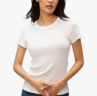 T-shirt personnalisé en gros pour femme, 100 % coton épais de haute qualité, col en V, manches courtes, écologique et infroissable