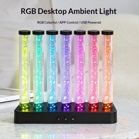 Lampe de chevet colonne d'air en acrylique à lumière ambiante RVB à changement de couleur, haut de gamme, sensible au son, veilleuse rythmique, contrôle par application