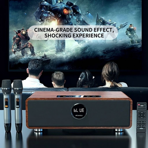 Barre de son karaoké en bois 2.1 canaux, haut-parleur TV 5.0 avec 2 microphones sans fil et télécommande - Product Image 5